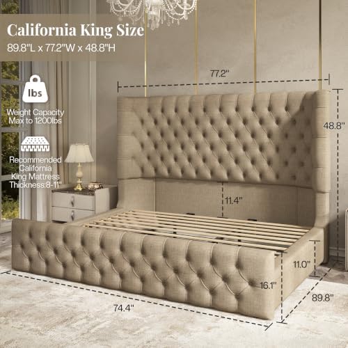 Jocisland Cal King Bed Frame Sleigh Headboard & Footboard - Image 2