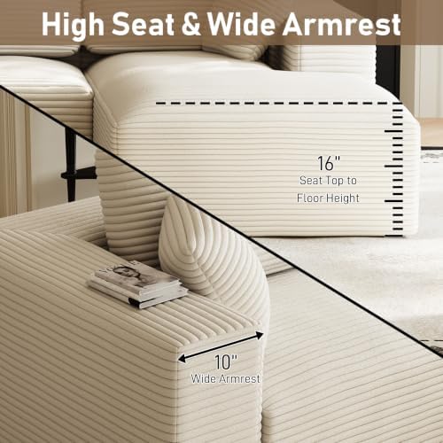 ONEMMLION 109" L-Shaped Cloud Boneless Couch Sofa - Image 4