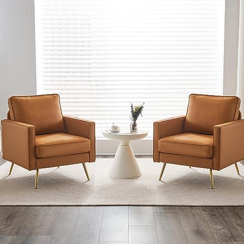 VINGLI Faux Leather Accent Chairs Set of 2 by VINGLI