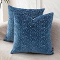 FIFU 16x16 Inch Throw Pillow Covers Set of 2, Jacquard Velvet, Oxford Blue by FIFU