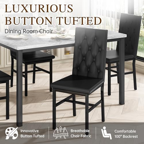 Hooseng Dining Table Set for 4, Faux Marble Small Kitchen Table Chairs Set of 4 - Image 6