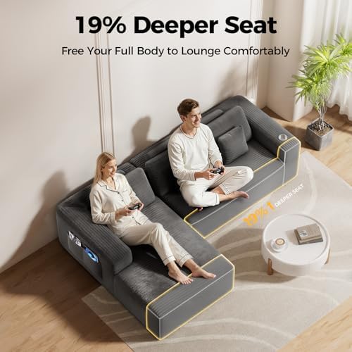 CAMMOO 108" L-Shaped Boneless Sectional Sofa, Cloud Couch in One Box - Image 4
