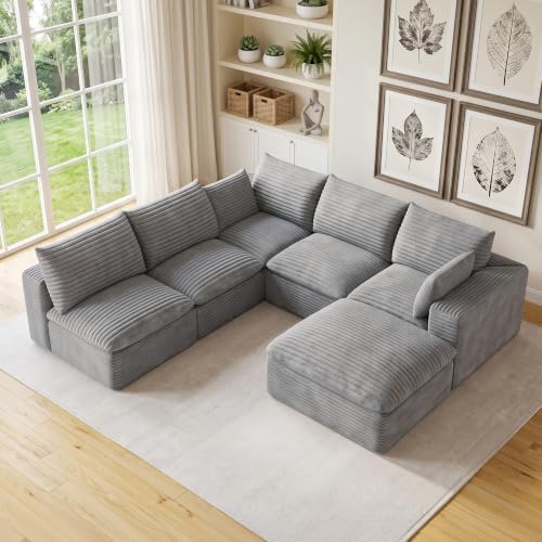103" Cloud Couch Modular Sectional Sofa, Oversized U-Shaped 6 Seater Deep Seat by MAKIAAP