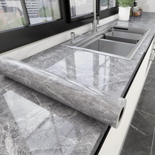 Glossy Marble Contact Paper for Countertop Granite Peel and Stick Self Adhesive by Horryhaushomedecoration