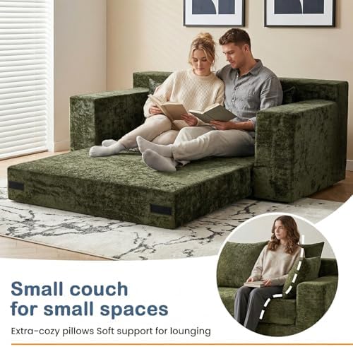 Small Boneless Couch, 3-in-1 Boneless Loveseat Sleeper Sofa Convertible Sofa Bed - Image 5