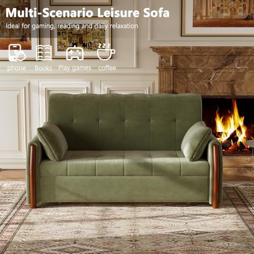 64.56" Pull Out Sofa Bed with Storage, Convertible Sleeper Sofa Green - Image 6