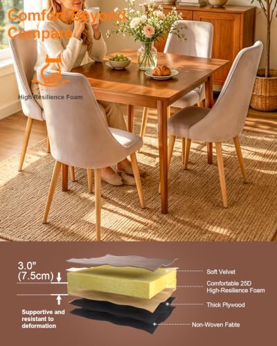 Dining Chairs Set of 2 with High Back, Ergonomic Curved Backrest Mid-Century - Image 5