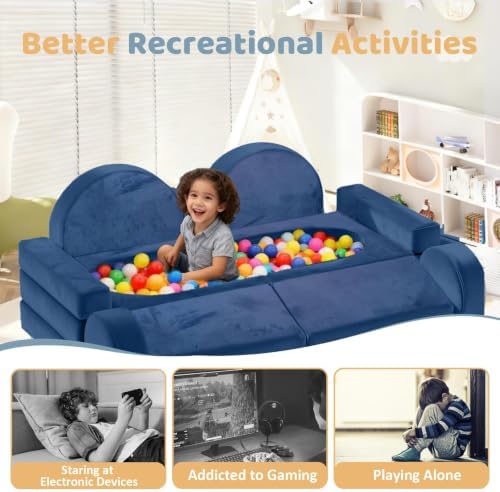 12pcs Modular Kids Play Couch, Convertible Toddler Sectional Sofa - Image 6