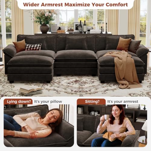 CDCASA 120" Oversized Modular Sectional Sofa, Comfy U-Shaped Cloud Couch w/ 2 - Image 6