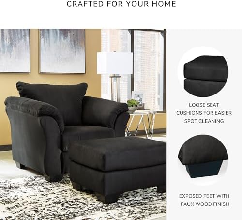 Signature Design by Ashley Black Microfiber Ottoman, 31x25 in - Image 5