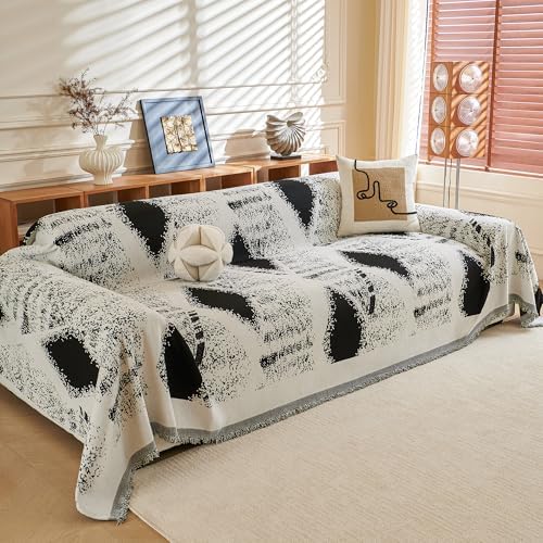 MYSKY HOME Boho Couch Cover for Dogs Washable Black Rhombic Couch Sofa - Image 2