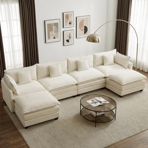 148" Modular Sectional Sofa, U Shaped Cloud Couch by Unknown