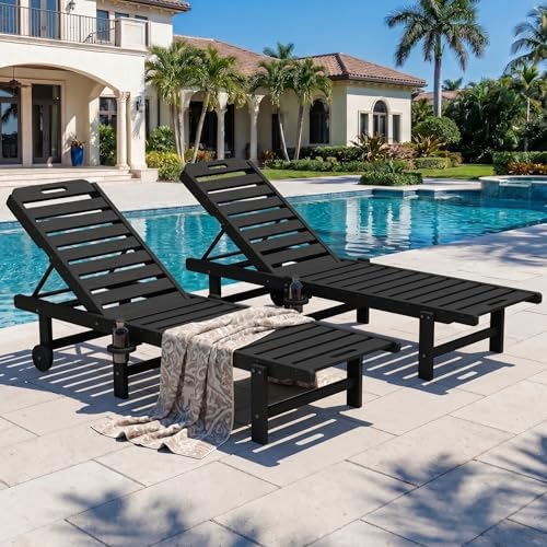 SERWALL HDPE Outdoor Chaise Lounge Set of 2 - Image 2