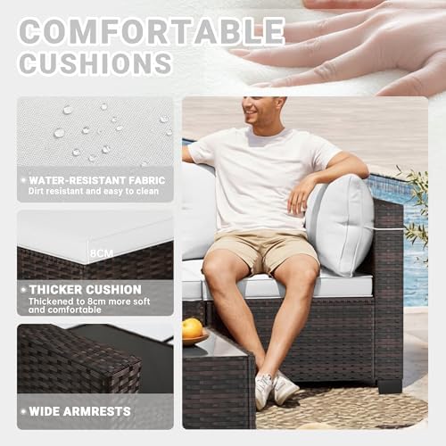 LAFWLL 7 Pieces Outdoor Patio Furniture Sets, Rattan Conversation Sectional Set - Image 2