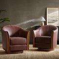 HULALA HOME Leather Swivel Accent Chairs by HULALAHOME