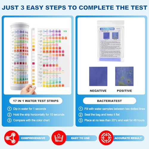21-in-1 Home Drinking Water Testing Kit, 145 Strips + 4 Bacteria Tests - Image 4