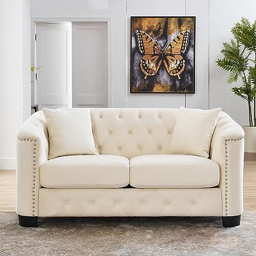 59" Modern Velvet Chesterfield Sofa by Kolavess