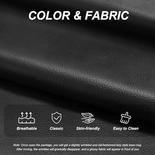 Hobestluk Bean Bag Chair Adult Leather Togo Chair Memory Foam Living Room - Image 6