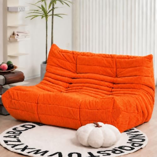 N&V Fireside Loveseat, Mid Century Armless Twin Size Floor Sofa, Soft Premium by NV