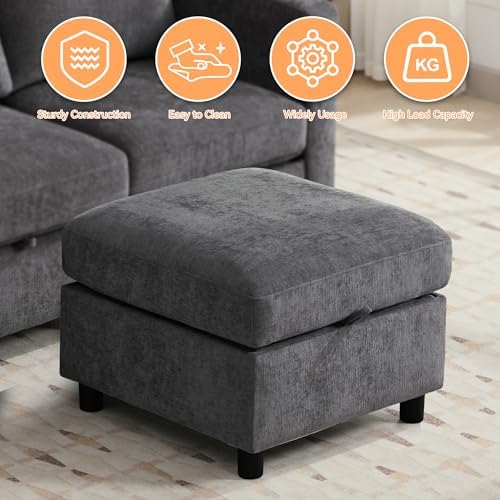 WUTUTUEE 25" Square Storage Ottoman - Image 5