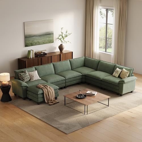 LINSY HOME Modular Sectional Sofa 6 Seat Couch Corduroy Cloud Couch by LINSYHOME