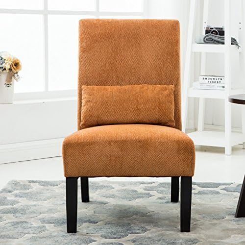 Roundhill Furniture Pisano Orange Fabric Armless Contemporary Accent Chair - Image 4