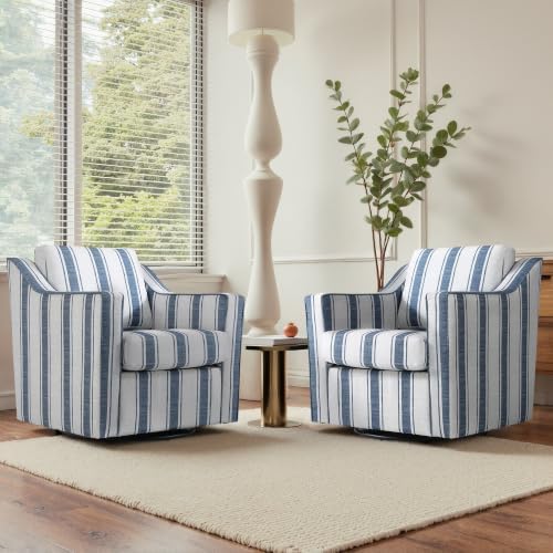 Swivel Accent Chair Set of 2, Stripe Armchair in Fabric - Image 3