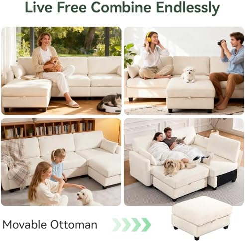 109 Inch Modular Sectional Sofa, L Shaped Couch - Image 4