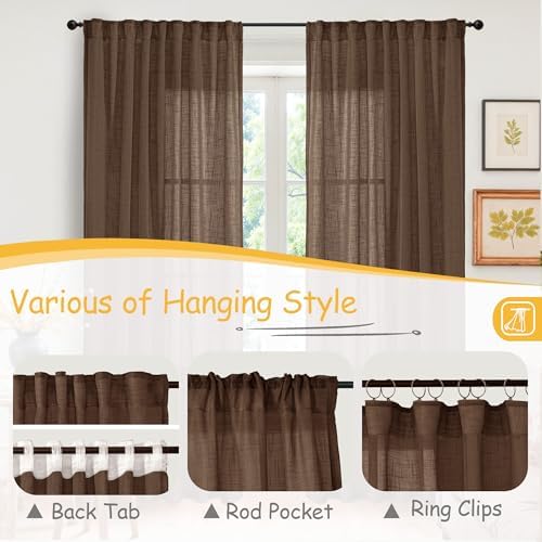 YoungsTex Brown Linen Curtains 90 Inches Long - Image 6