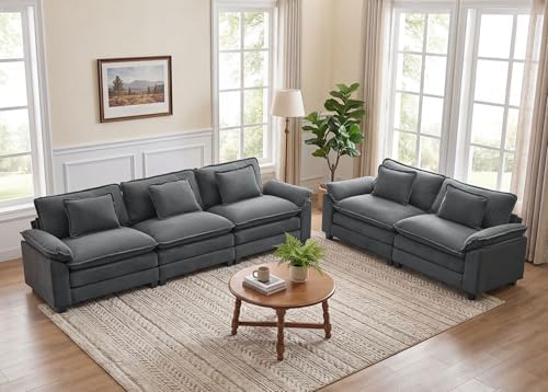 Oprisen 2 Pieces Cloud Couch Set, Upholstered Comfy Modular Sectional Sofa Deep by Oprisen