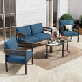 Grand patio 5-Piece Outdoor Furniture Set, 4 Seats, Peacock Blue by GrandPatio
