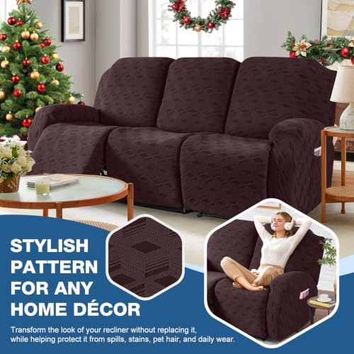TAOCOCO Recliner Sofa Covers Stretch Reclining Couch Cover, Jacquard Recliner - Image 6