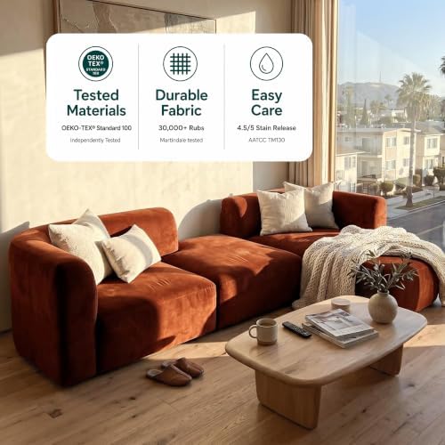 Acanva Mellow Modern Tight Curved Back Velvet Sofa, 4 Seater Modular - Image 6