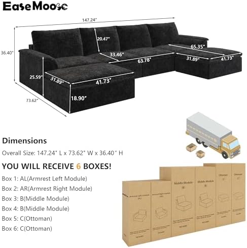EASE MOOSE Boneless Couches for Living Room - Image 2