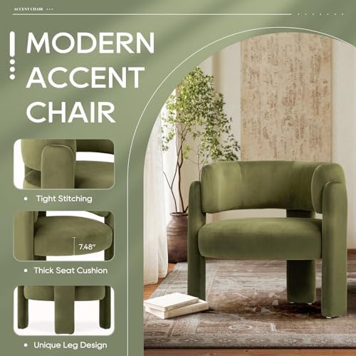COLAMY Modern Accent Chair, Upholstered Barrel Chair - Image 4