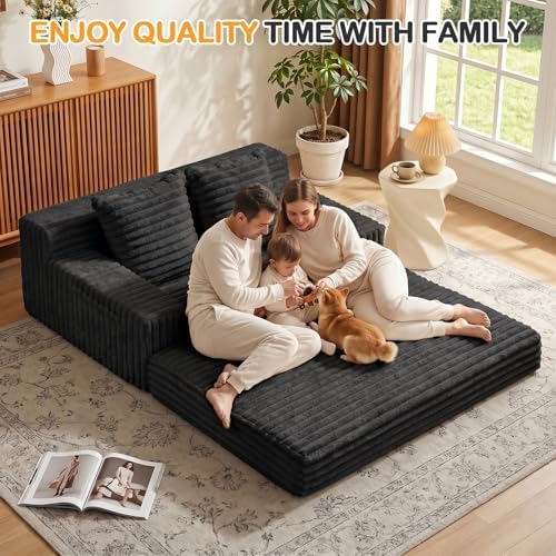 Erament Boneless Loveseat Convertible Sofa Bed, Folding Floor Futon Sleeper - Image 7