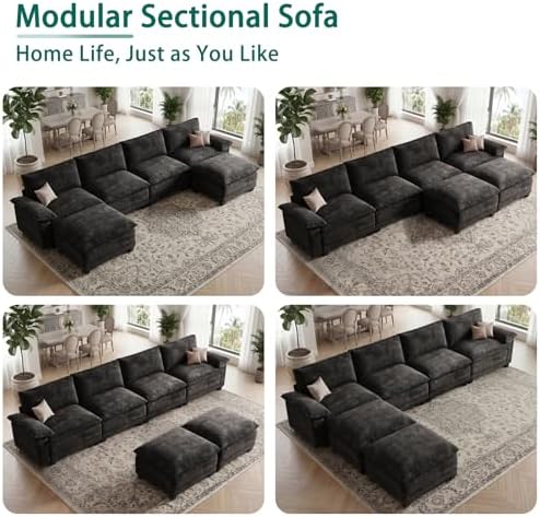 140" Modular Sectional Couch, U Shaped Cloud Sofa - Image 6