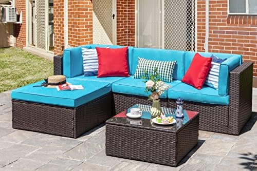 Vongrasig 5 Piece Patio Furniture Sets, Outdoor Couch Sectional Patio by Vongrasig