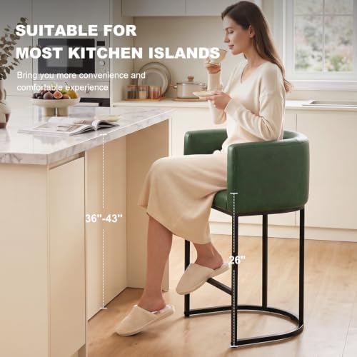 26" H Counter Height Bar Stools Set of 3, Modern Barrel Counter Stools - Image 4