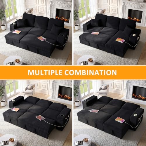 90 Inch Modular Sectional Sleeper Sofa Bed, 4 in 1 Pull Out Couch Bed - Image 7