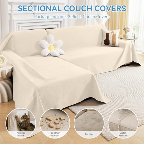 100% Waterproof Sectional Couch Covers, 2 Pieces L Shaped Sofa Cover - Image 3