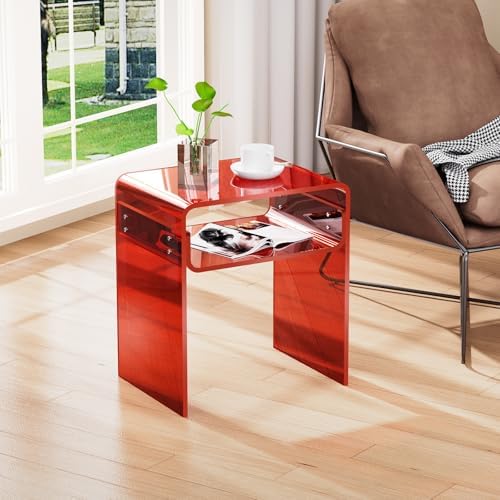 Clear Acrylic End Table 2-Tier Bedside Nightstand - Image 6