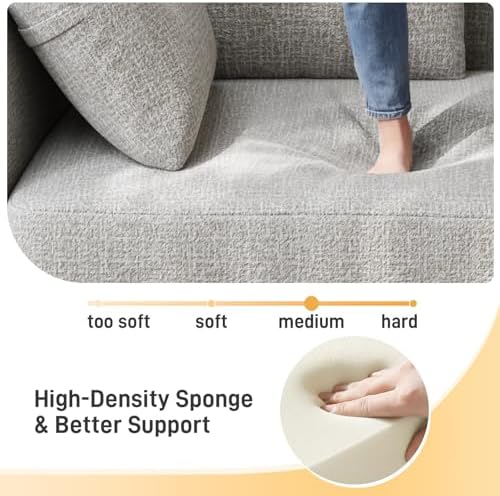 Curved Modern Couch Sofa, Boneless Couch, Modern 3 Seater Cloud Couch, Deep Seat - Image 4