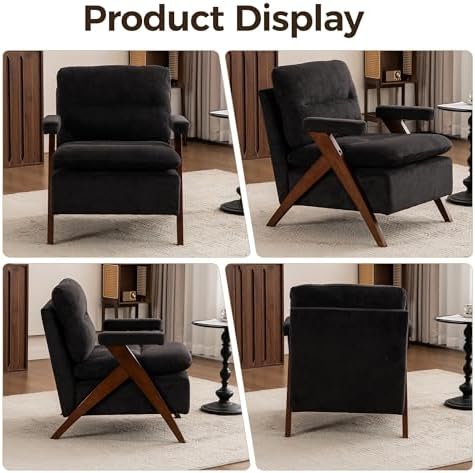 Mid Century Modern Accent Chair, Comfy Solid Wood Armchair - Image 6