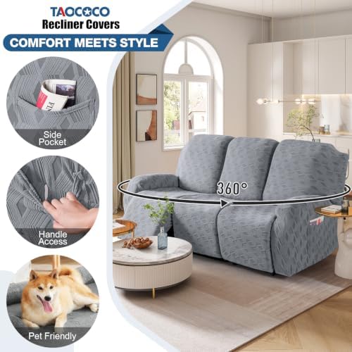 TAOCOCO Recliner Sofa Covers Stretch Reclining Couch Cover, Jacquard Recliner - Image 4