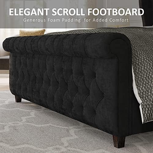 AMERLIFE King Size Upholstered Sleigh Platform Bed Frame - Image 5