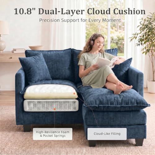 2-Seater Loveseat Sofa with Ottoman, Pet-Friendly Chenille, Washable Pillows - Image 3