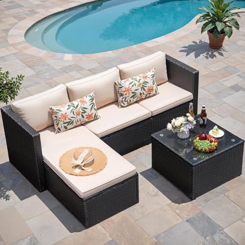 Greesum 3 Piece Patio Furniture Set Outdoor Wicker Rattan Sectional Sofa by BuynowfromGreesum