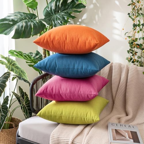 MIULEE Decorative Outdoor Pillow Covers Waterproof 16x16 Hot Pink - Image 5