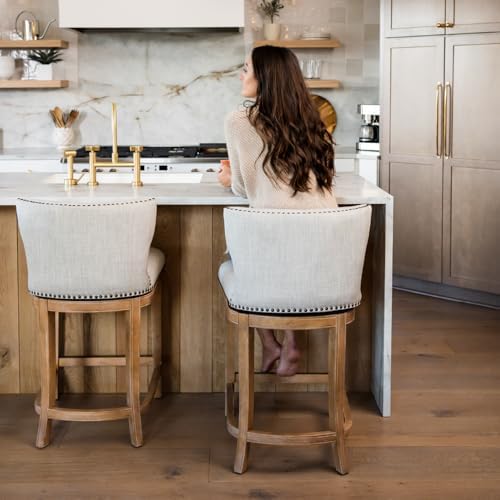 Maven Lane Hugo Counter Stool, Weathered Oak, Sand Color - Image 4